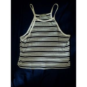 Black, White, & Gray Striped Razor Back Tank Top🖤